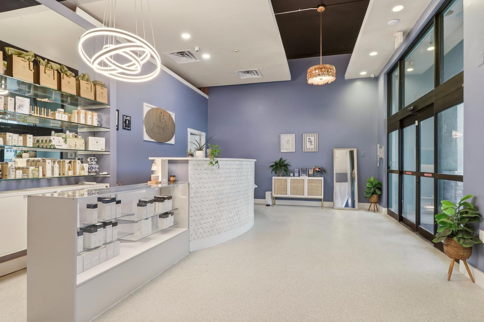Reception and retail area inside Seaside Spiritual Spa, the luxury day spa in St. Augustine Beach, Florida